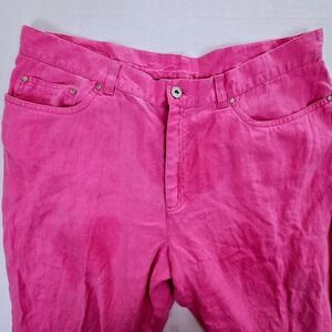 Lauren Jeans Co Ralph Lauren Pink 100% Linen Straight Leg Pants Womens 16